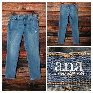 A.N.A Jeans 10 High Rise Skinny Ankle Distressed Blue Denim Stretch
